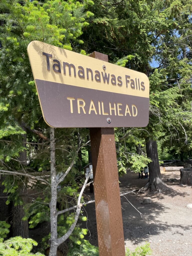 Sign for the Tamanawas Falls trailhead near Mt Hood