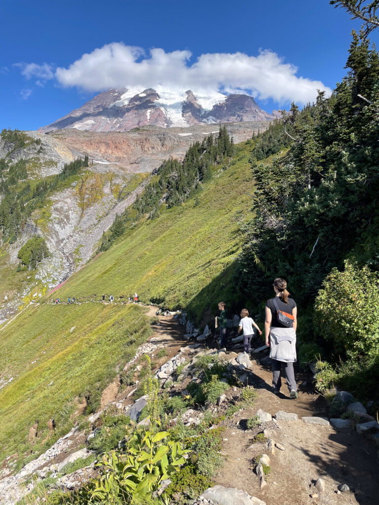 Mt Rainier and wildflowers on the Golden Gate Trail