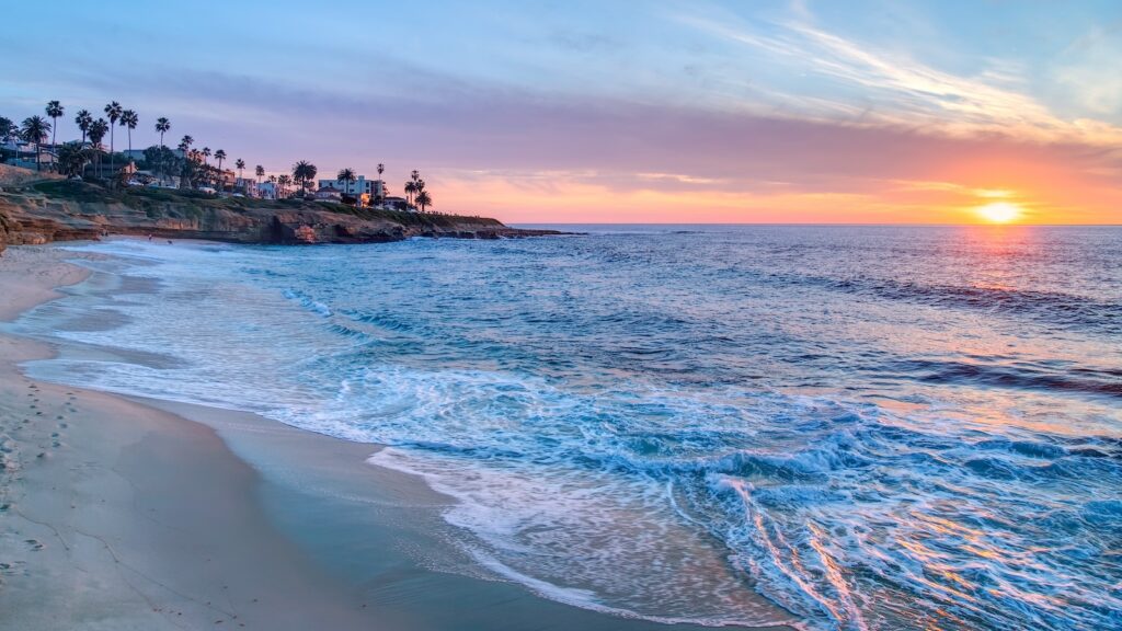 Magnificent sunset on the beach in La Jolla California