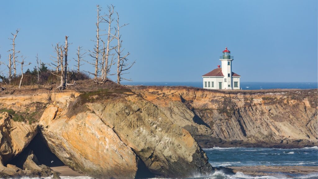 Cape Arago Lighthouse from South Sunset Beach Overlook, Oregon