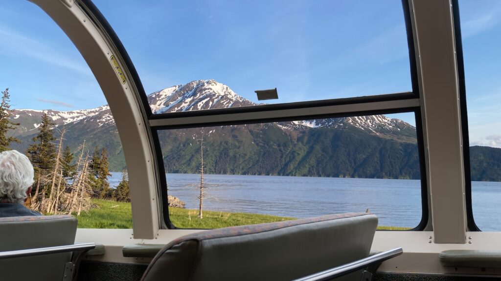 GoldStar Dome train car on the Alaska  Railroad offers dramatic views of Alaskan wilderness.